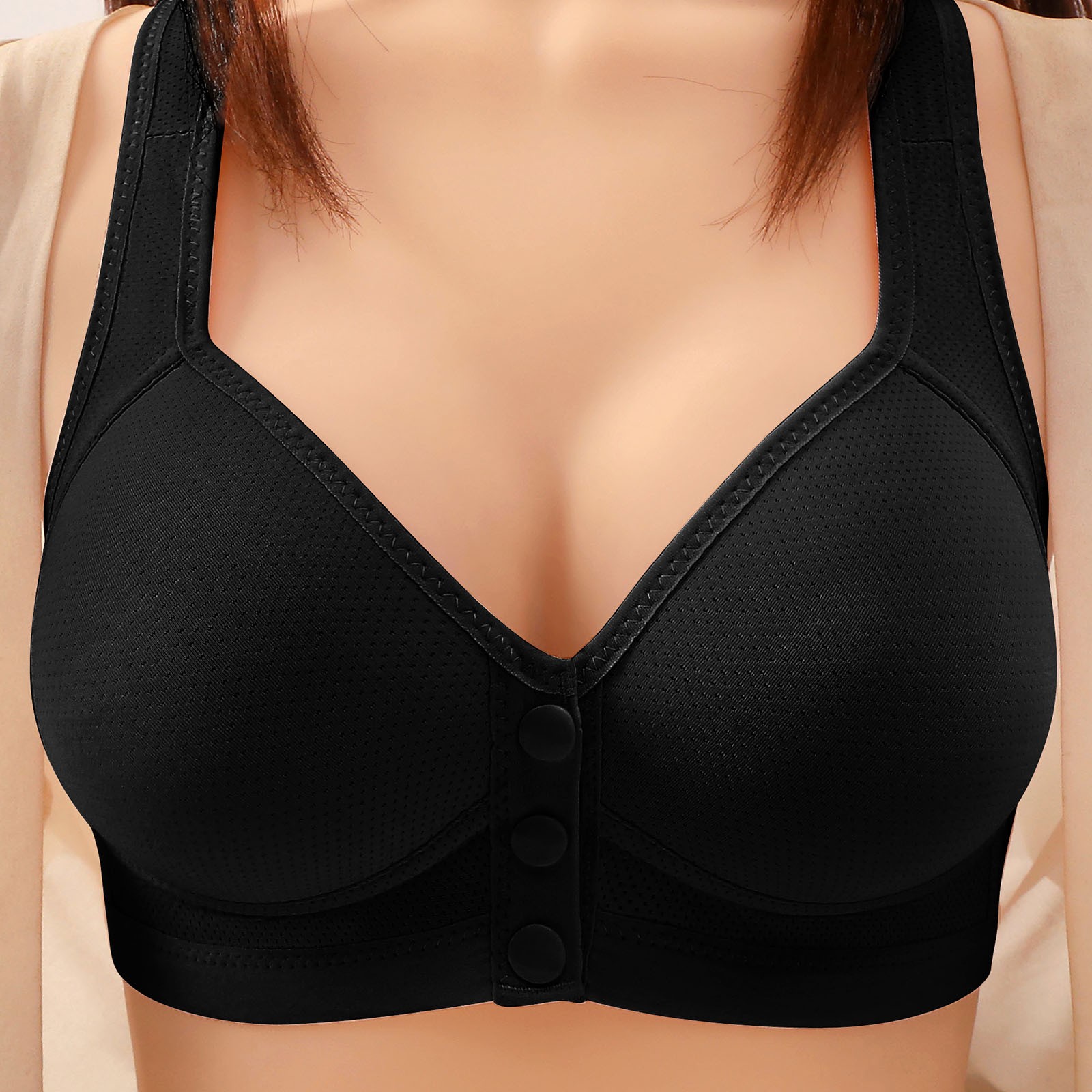 Xunlbb Women's Bras Under $5 Plus Size Women's Sexy Middle Aged And Elderly Comfortable Soft Thin Printed Underwear Large Size Underwear Bra Adjustable Shoulder Straps(Black,36)